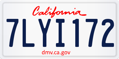 CA license plate 7LYI172