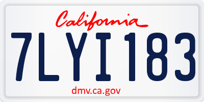 CA license plate 7LYI183