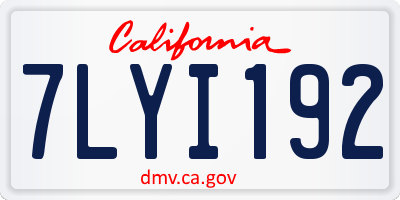 CA license plate 7LYI192