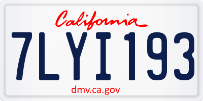CA license plate 7LYI193