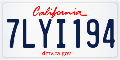 CA license plate 7LYI194