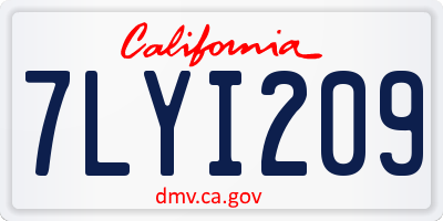 CA license plate 7LYI209