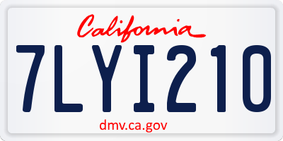 CA license plate 7LYI210