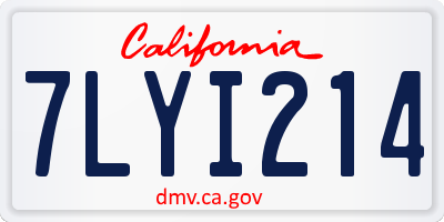 CA license plate 7LYI214