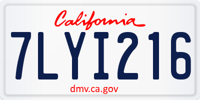 CA license plate 7LYI216