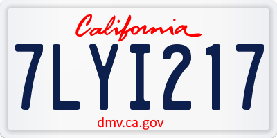 CA license plate 7LYI217
