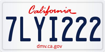 CA license plate 7LYI222