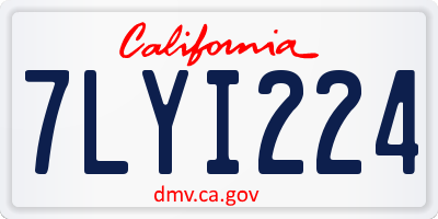 CA license plate 7LYI224