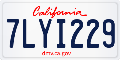 CA license plate 7LYI229