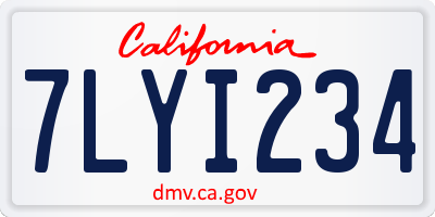 CA license plate 7LYI234