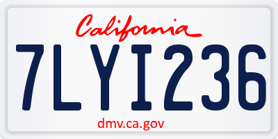 CA license plate 7LYI236