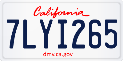 CA license plate 7LYI265