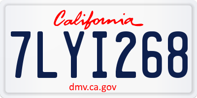 CA license plate 7LYI268