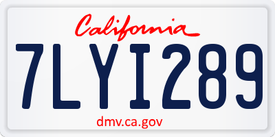 CA license plate 7LYI289