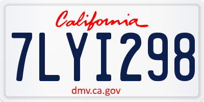 CA license plate 7LYI298