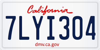 CA license plate 7LYI304