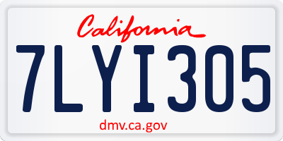 CA license plate 7LYI305