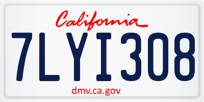 CA license plate 7LYI308