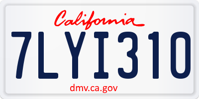 CA license plate 7LYI310
