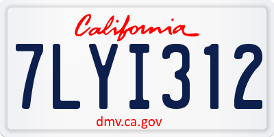 CA license plate 7LYI312
