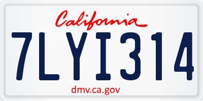 CA license plate 7LYI314
