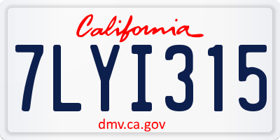 CA license plate 7LYI315