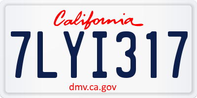 CA license plate 7LYI317