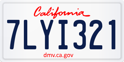 CA license plate 7LYI321