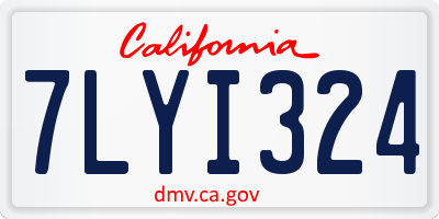 CA license plate 7LYI324
