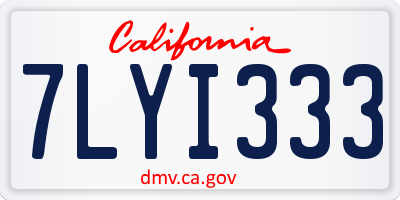 CA license plate 7LYI333
