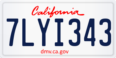 CA license plate 7LYI343