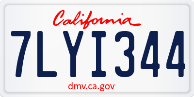 CA license plate 7LYI344