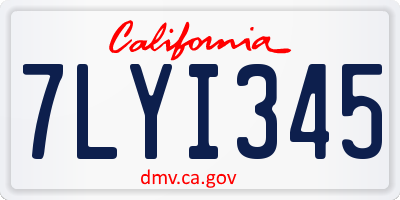 CA license plate 7LYI345