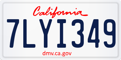 CA license plate 7LYI349
