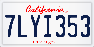 CA license plate 7LYI353