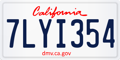 CA license plate 7LYI354
