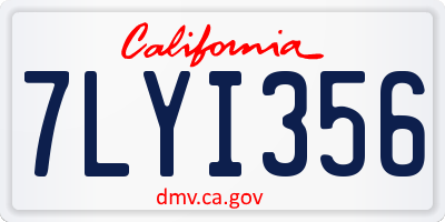 CA license plate 7LYI356