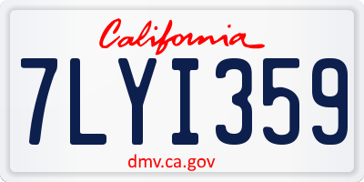 CA license plate 7LYI359