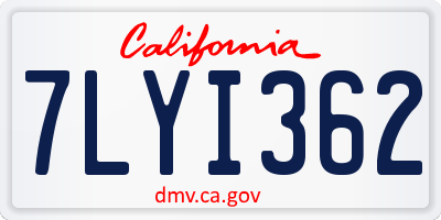CA license plate 7LYI362