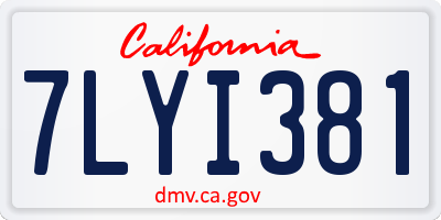 CA license plate 7LYI381