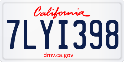 CA license plate 7LYI398