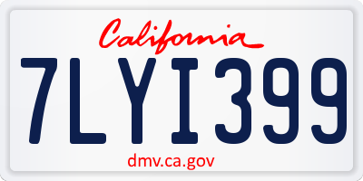 CA license plate 7LYI399
