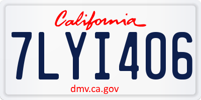 CA license plate 7LYI406