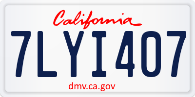 CA license plate 7LYI407