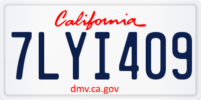 CA license plate 7LYI409