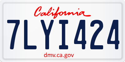CA license plate 7LYI424