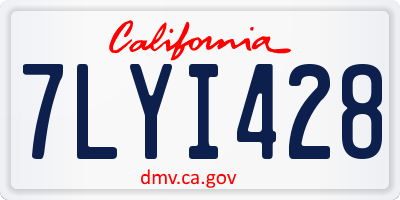 CA license plate 7LYI428