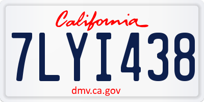 CA license plate 7LYI438