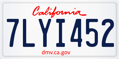 CA license plate 7LYI452