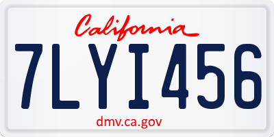 CA license plate 7LYI456